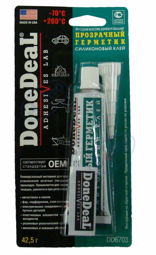 Герметик силиконовый прозрачный 42,5 гр (Done Deal) DD6703